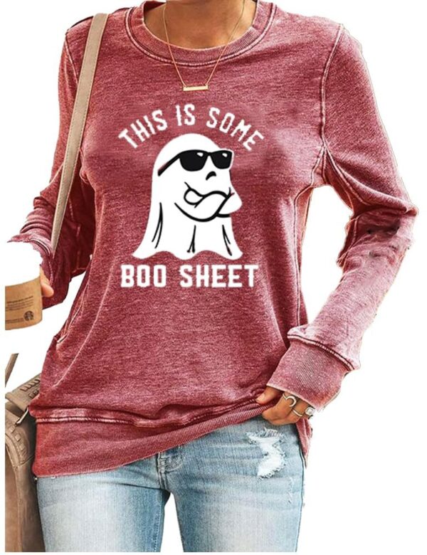 Women's Halloween This Is Some Boo Sheet Printed Crew Neck Long Sleeve Sweatshirt - Image 14