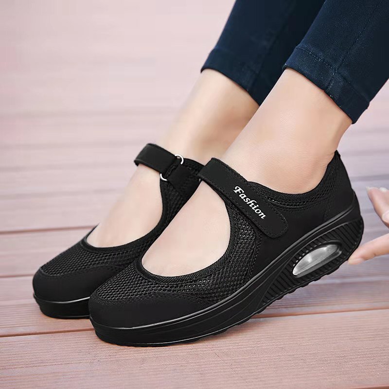 Women’s Orthopedic Walking Nurse Shoes / Black – Reinsho