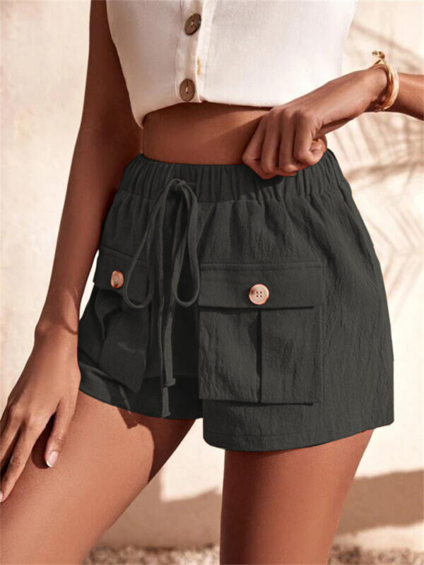 Summer Patch Pocket Drawstring Sports Shorts for Women - Image 6