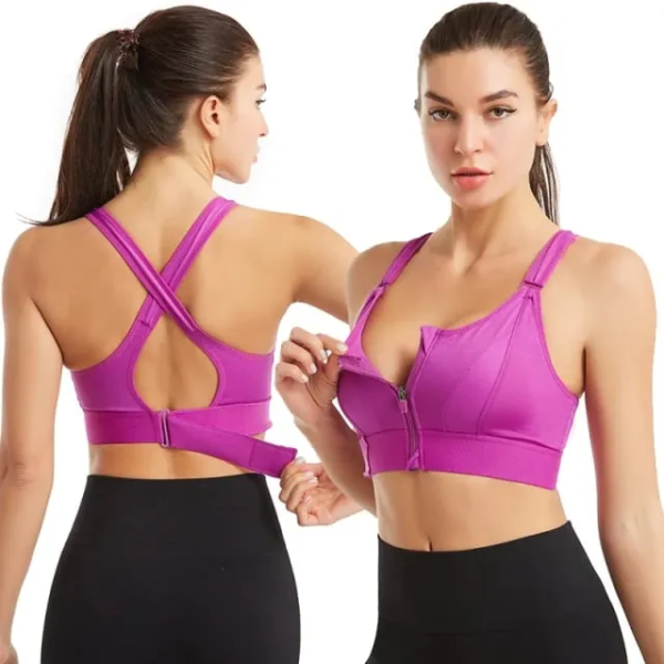 Wireless Support Super Tight Impact Resistant Zipper Sports Bra - Image 8