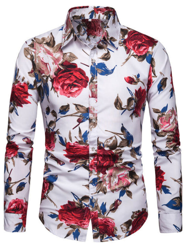 Stylish Relaxed Lapel Beach Floral T-shirts for Men - Image 3