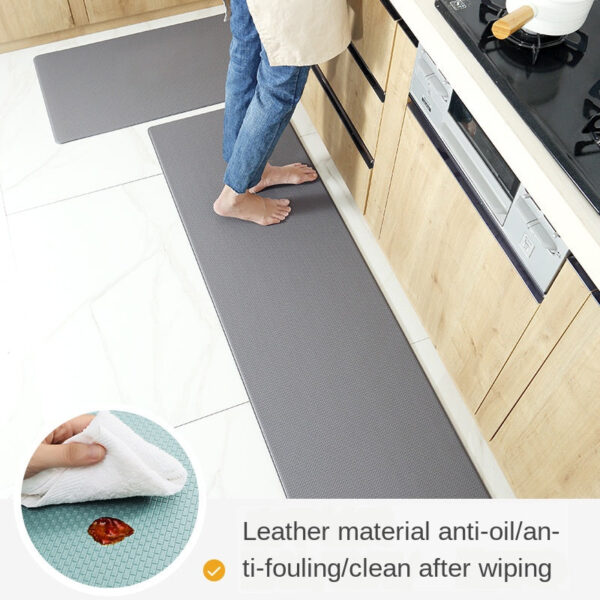 PU Leather Kitchen Floor Mats Simple Modern Oil-proof Long Strip Kitchen Mats Home Waterproof Non-slip Easy To Clean Kitchen Rug - Image 2