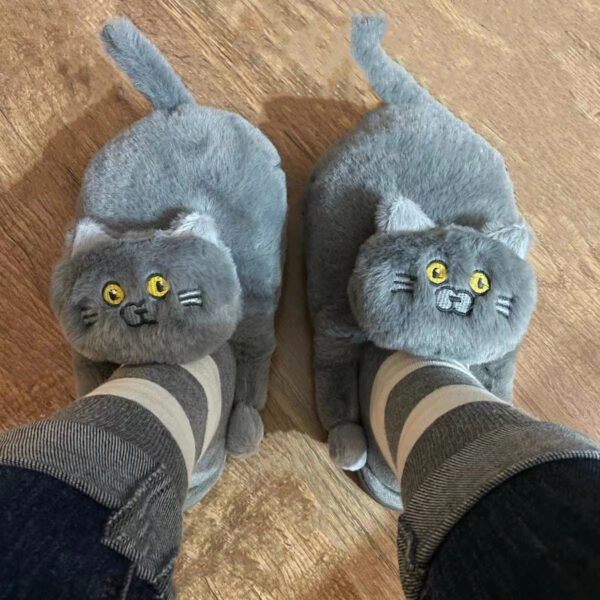 Winter Furry Cuddly Cat Soft Anti-Slip Home Slippers