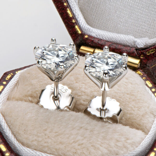 Stunning Classic Six-Prong Moissanite Stud Earrings - Image 4