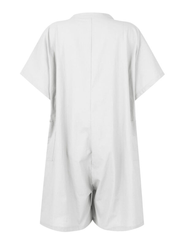 Summer Cozy Side Pocket Cotton Linen Jumpsuit for Women - Image 8