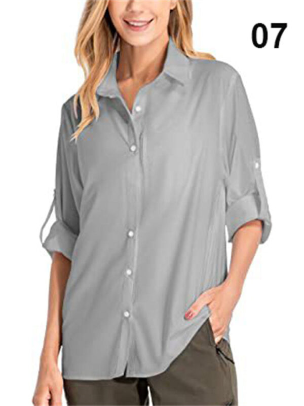 Women's Travel Vacation Sun Protection Long Sleeve Button Shirt - Image 7