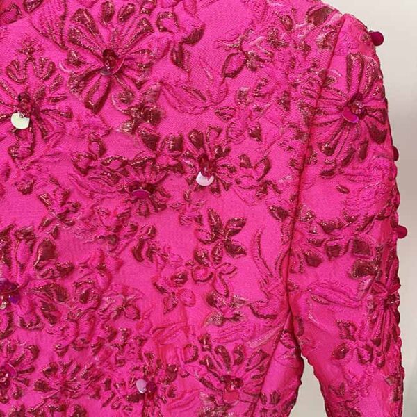 Women Luxury Hand Made 3D Flowers Embroidery Blazer - Image 8