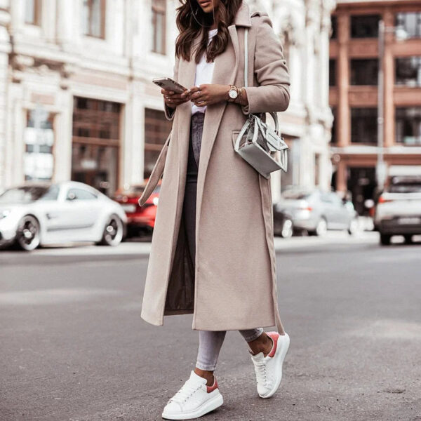 Women Lapel Overcoat Elegant Long Comfy Plush Outwear - Image 12