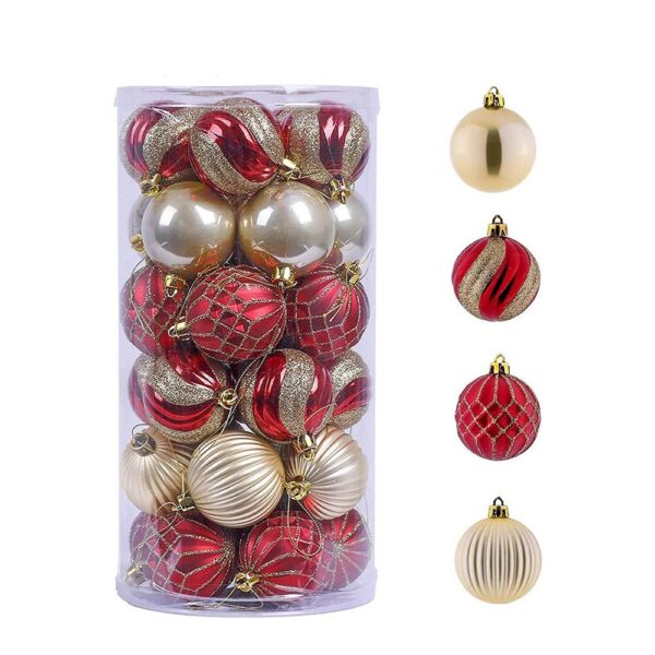 Red And Gold Christmas Tree Baubles Christmas Ball Ornaments, Set of 30 - Image 8