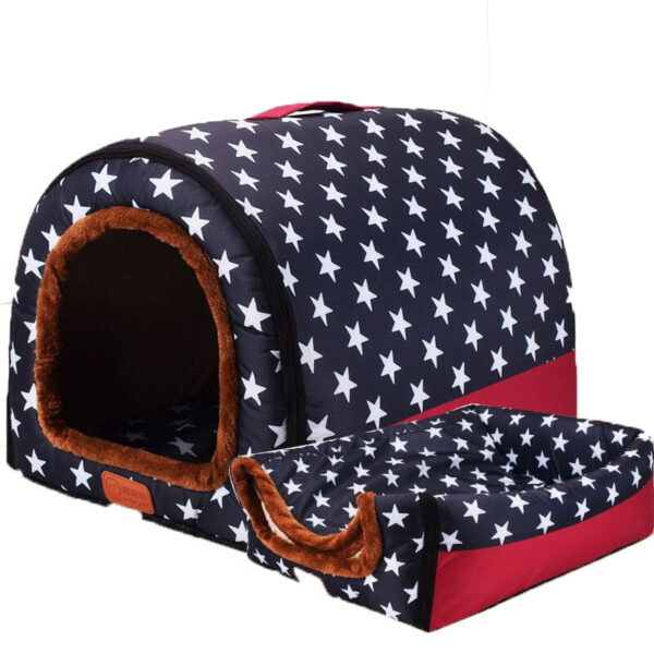 Warm Dog House Print Stars Soft Foldable Pet dogs bed For Puppy large medium Travelling Portable Kennel Mat Cat bed Pet Supplies