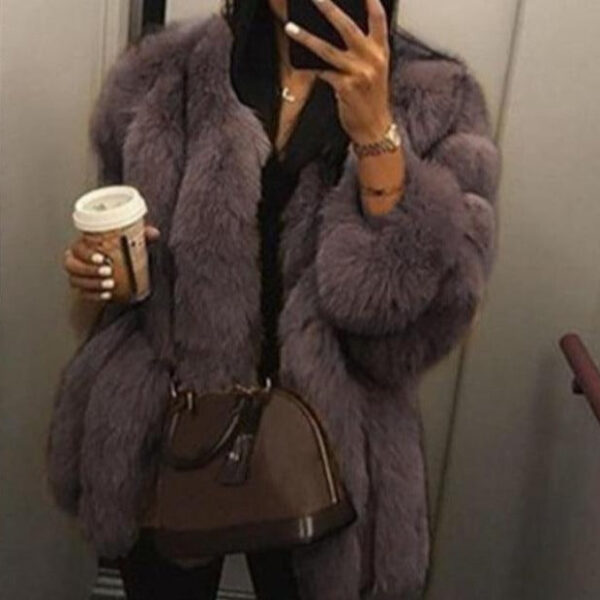 Women faux fur mid-long open front chunky coat | bubble fluffy coat 15 colors - Image 7