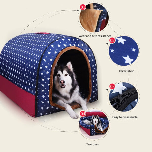 Warm Dog House Print Stars Soft Foldable Pet dogs bed For Puppy large medium Travelling Portable Kennel Mat Cat bed Pet Supplies - Image 12