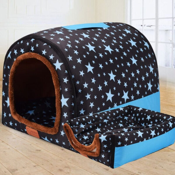 Warm Dog House Print Stars Soft Foldable Pet dogs bed For Puppy large medium Travelling Portable Kennel Mat Cat bed Pet Supplies - Image 3