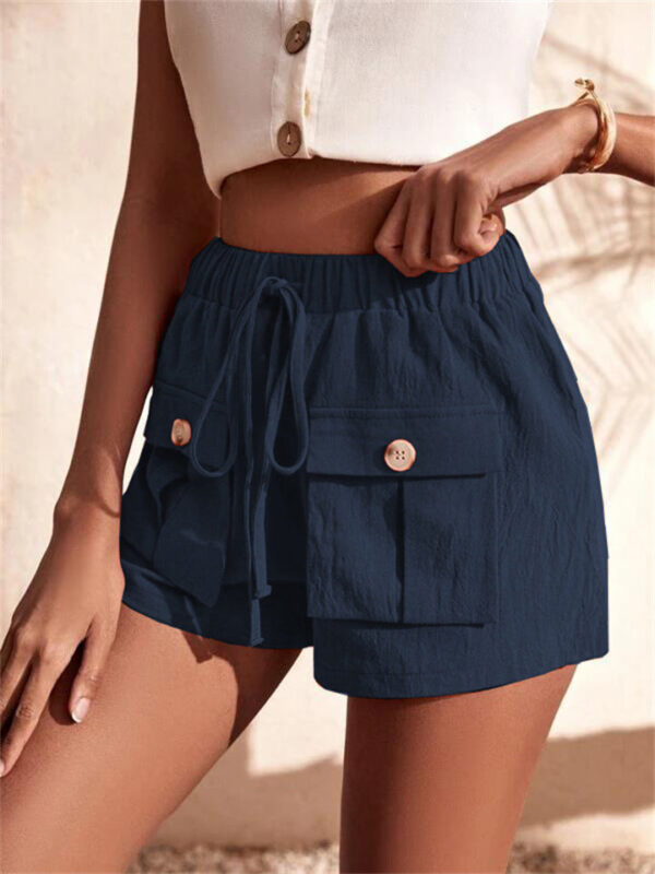 Summer Patch Pocket Drawstring Sports Shorts for Women - Image 12