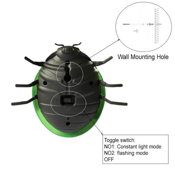 Solar Waterproof Creative Animal Beetle Plastic LED Outdoor Lawn Fence Light - Image 7