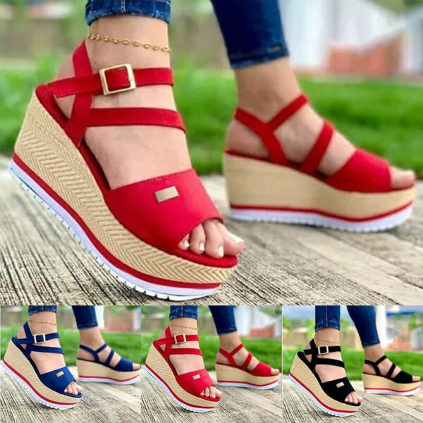 Women Summer Sandals Platform Wedge Peep Toe Summer Shoes - Image 4