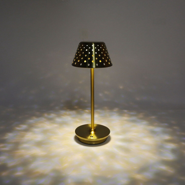 Retro Cordless Table Lamp With Perforated Lampshade - Image 13