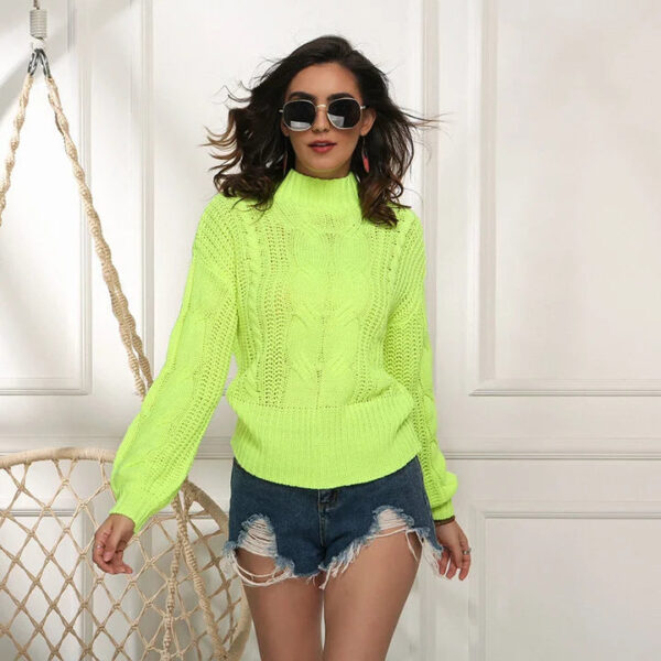 Women Knitted Turtleneck Sweaters Long Sleeve Slim Fit Pullovers - Image 3