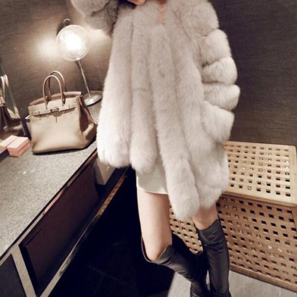 Women faux fur mid-long open front chunky coat | bubble fluffy coat 15 colors - Image 19