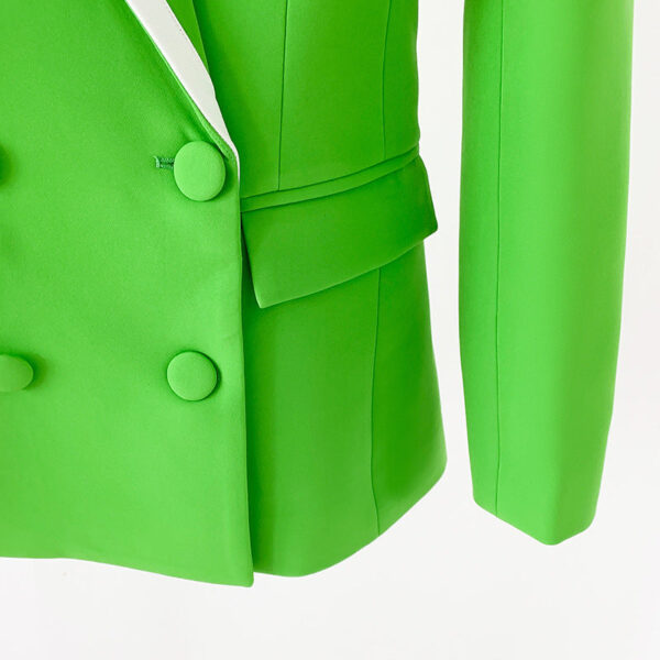 Women Green Pantsuit fitted Blazer + Mid-High Rise Flare Trousers Suit Pantsuit - Image 14