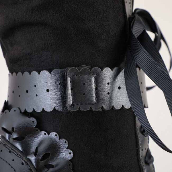 Women Sweet Bow Boots Mid Heels Lace Up Victorian boots Mid Calf Kawaii Boot - Image 20