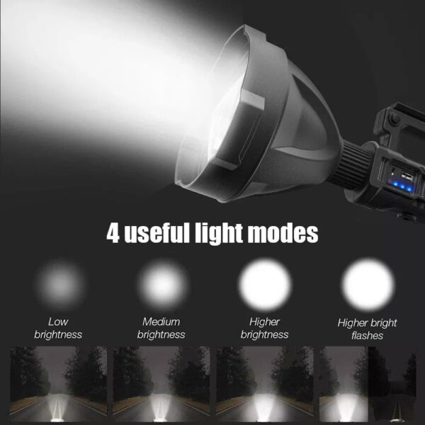 Rechargeable Handheld Spotlight Flashlight 90000 Lumens - Image 4