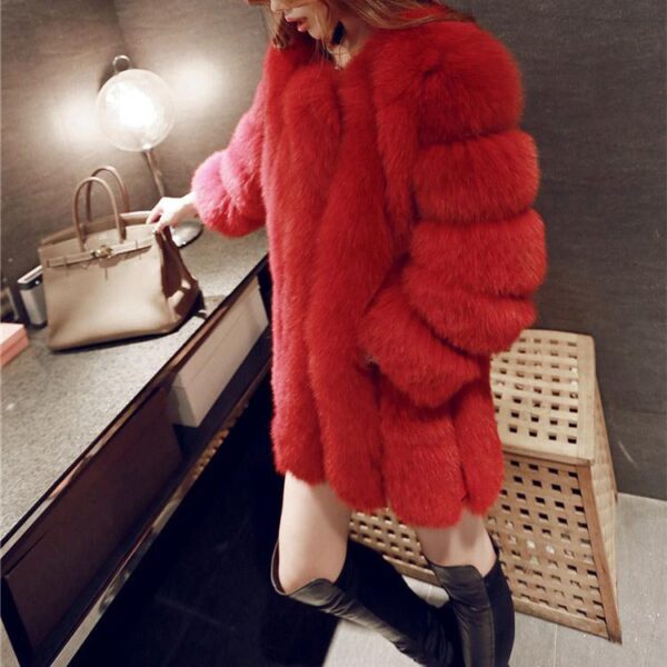 Women faux fur mid-long open front chunky coat | bubble fluffy coat 15 colors - Image 22