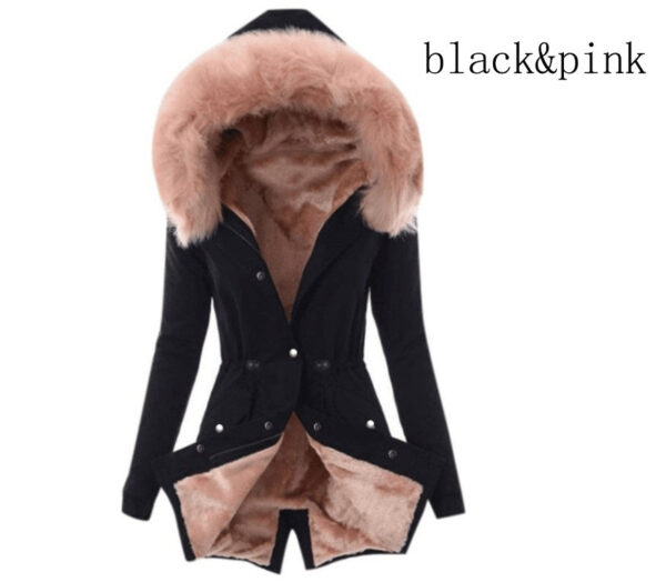 Womens Leather Jacket Black Friday Deals Faux Fur Hooded Coat Winter Fur Collar Casual Thicken Slim Jacket - Image 6