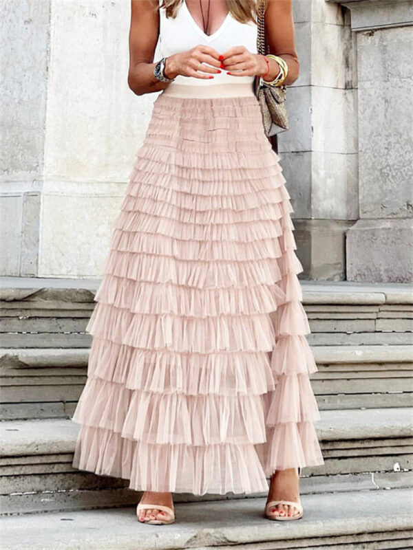 Women's Fashion Sweet Layered Pleated Long Cake Skirt - Image 2