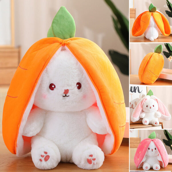 Strawberry Bunny Transformed into Little Rabbit Fruit Doll Plush Toy - Image 2