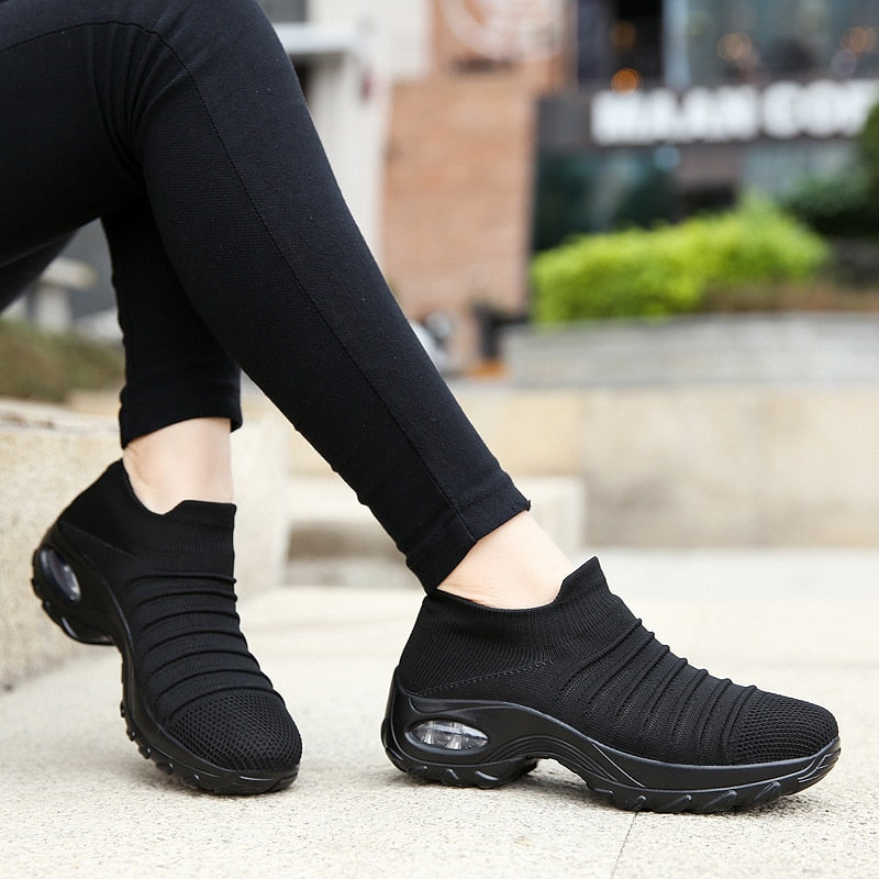 Women Fly-knit Breathable Casual Height Increasing Shoes - Image 6