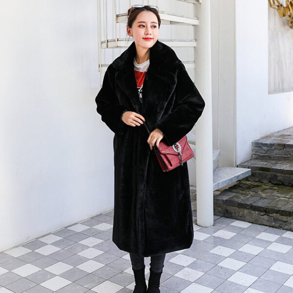 Winter Women  Luxury Long Coat Loose  OverCoat Thick Warm Plus Size Female Plush Coats - Image 4