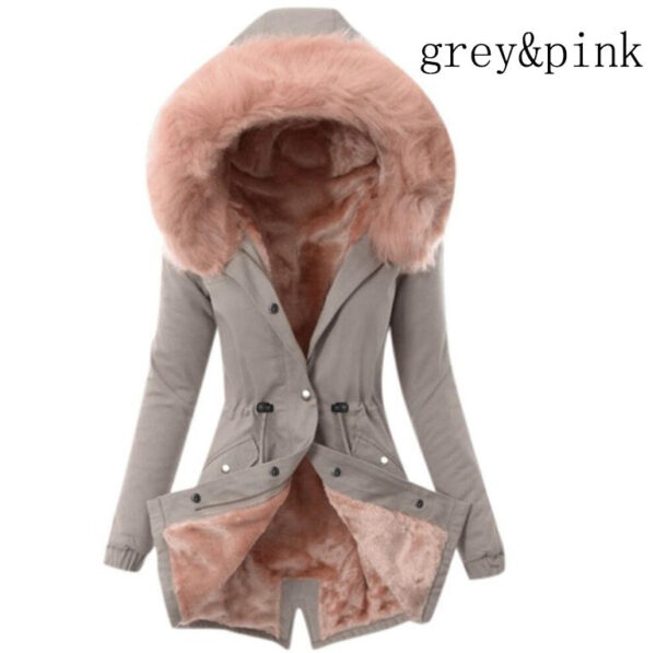 Womens Leather Jacket Black Friday Deals Faux Fur Hooded Coat Winter Fur Collar Casual Thicken Slim Jacket - Image 3