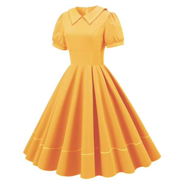 Women Retro Dresses Vintage 1950s Short Sleeve Prom Rockabilly Swing Dress - Image 5