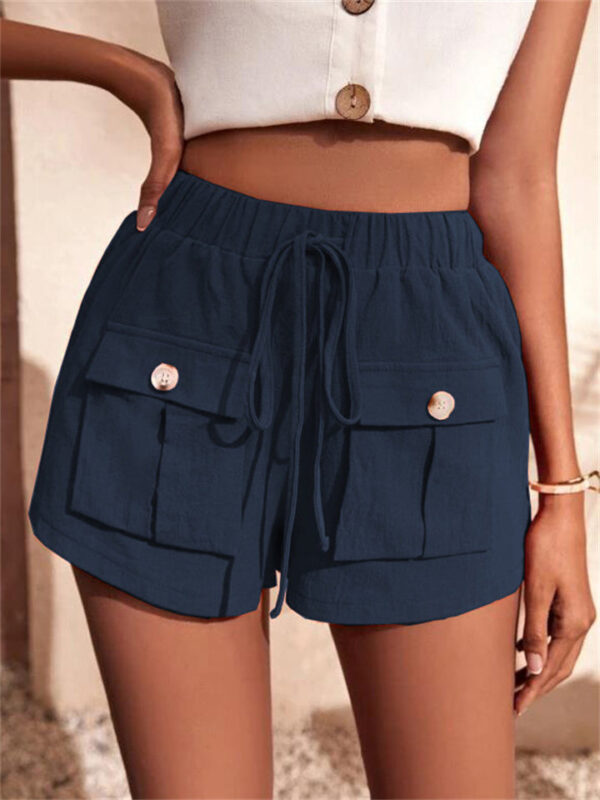 Summer Patch Pocket Drawstring Sports Shorts for Women - Image 11